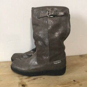COACH TANESHA SHIMMER WEDGE CALF BOOTS size 7B grey